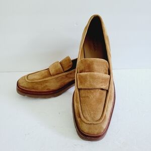 NEW VINCE Robin Lug Loafer Square Toe Brown Suede Size 9.5